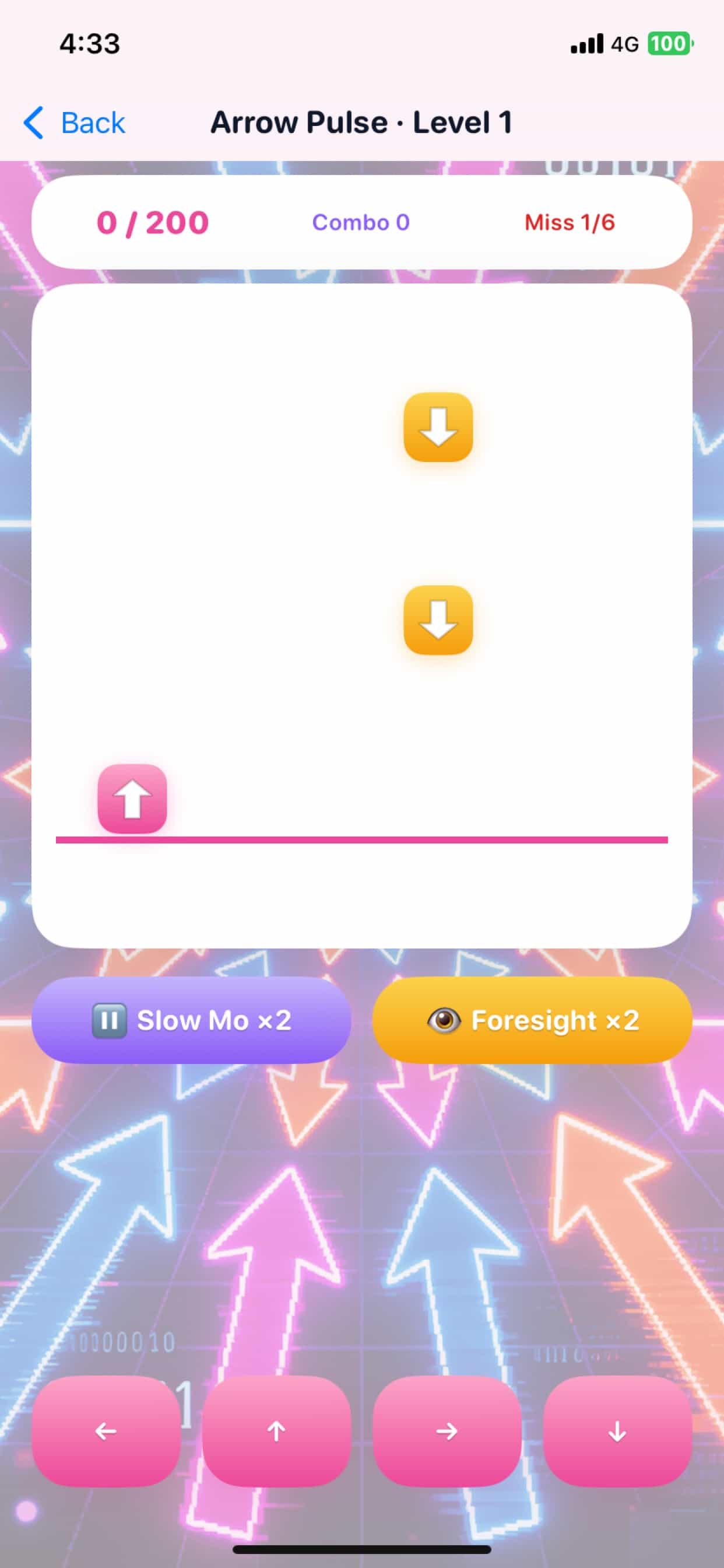 Arrow Pulse falling-arrow rhythm level